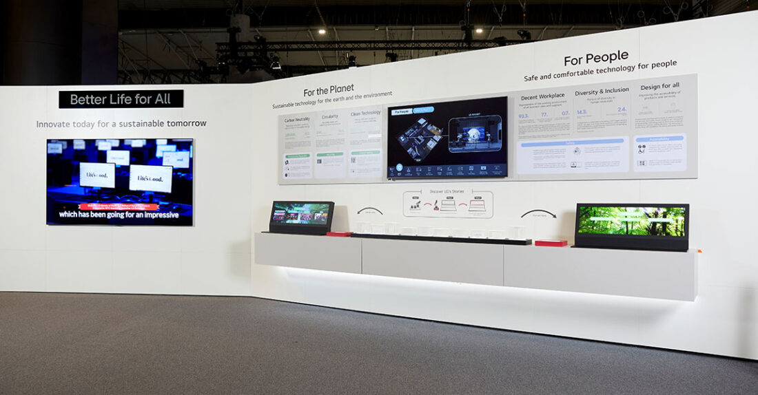 LG's advanced digital signage solutions are displayed at Integrated Systems Europe (ISE) 2024 in Barcelona, Spain