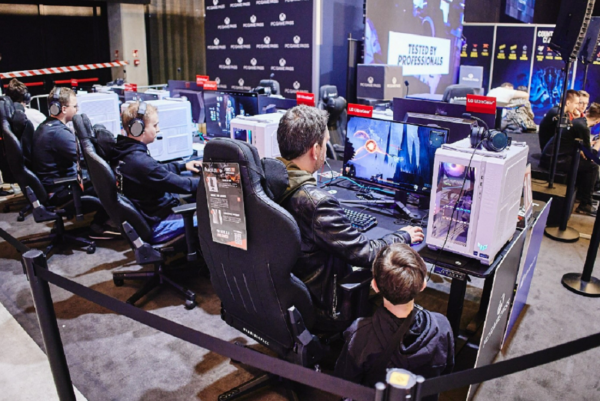 A picture of people playing games at the venue