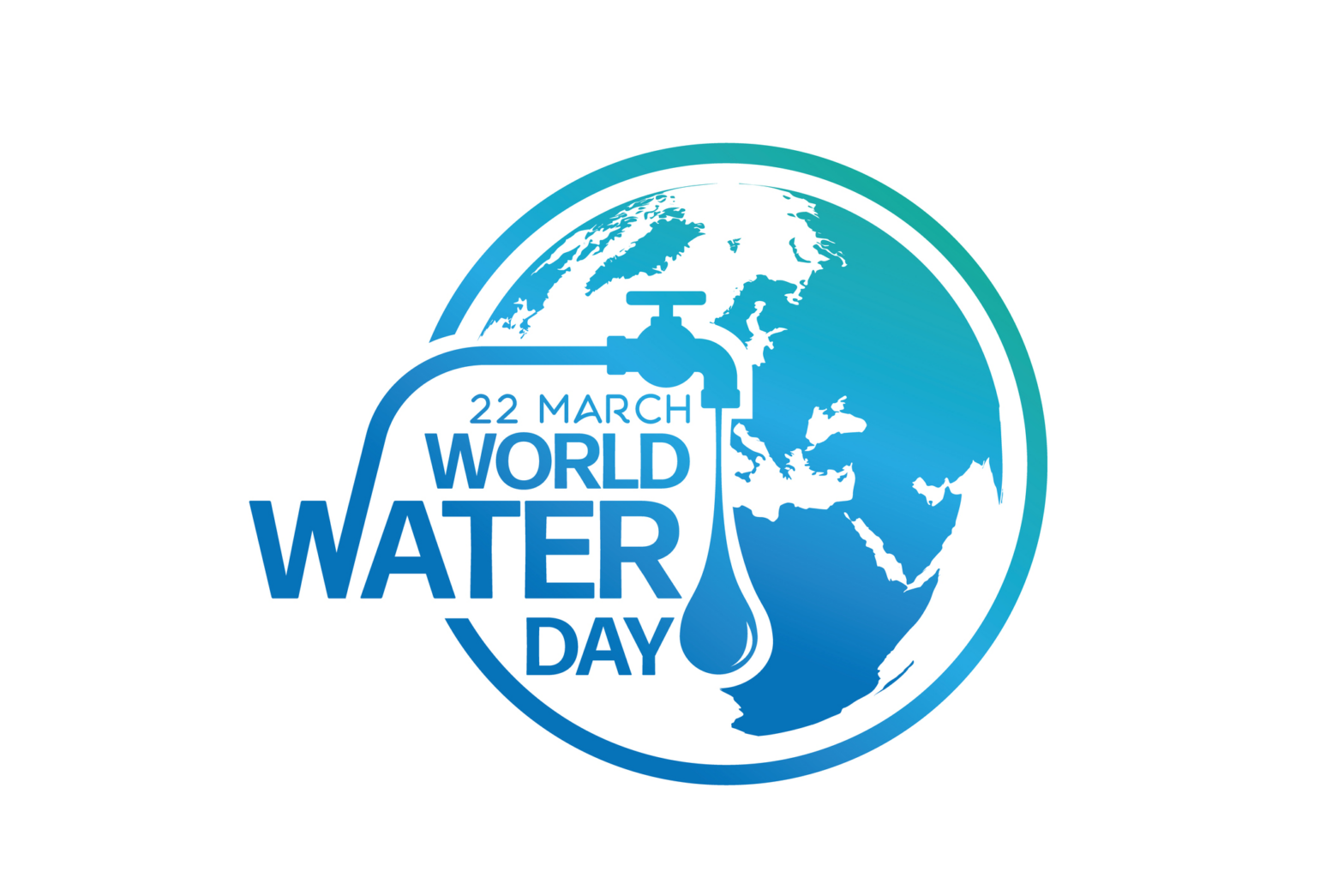 An illustration with the earth and the words '22 March World Water Day'