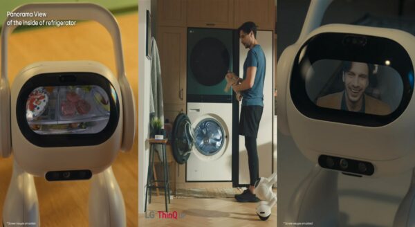A picture of the LG AI Agent showing the inside of a refrigerator and helping with tasks at home