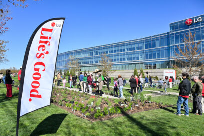 Attendees plant native species at the new pollinator garden at Life’s Good Earth Day Fair, Monday, April 22, 2024, at the LG Electronics North American Innovation Campus in Englewood Cliffs, NJ. The event hosted a range of activities that highlighted the importance of sustainable practices including the unveiling of the pollinator garden which earned a Certified Wildlife Habitat® certification from National Wildlife Federation. (Diane Bondareff/AP Images for LG Electronics)