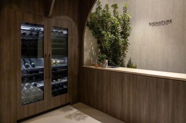 A picture of the wine cellar area