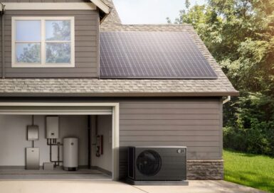 An image of the exterior of a home with responsible practices and technologies