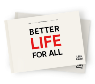 An illustration of paper with Better Life for All written on it
