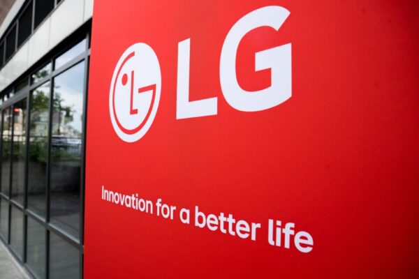 A close up picture of a window with LG logo and words 'Innovation for a Better Life'