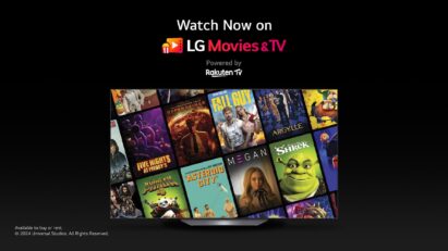 An advertorial image presents the LG Movies & TV event, with an LG TV displaying an array of posters for movies and TV series included in the promotion