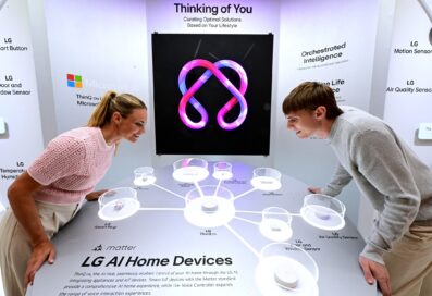 A photo of visitors engaging with LG ThinQ ON™ in the LG AI zone at IFA 2024