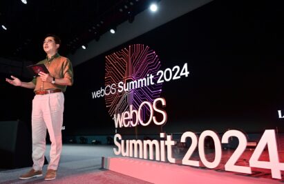 Park Hyoung-sei, president of the LG Home Entertainment Company, addresses the crowd during his speech at webOS Summit 2024