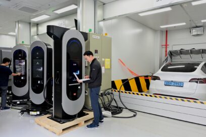 Interior view of the LG EV charger factory