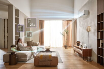 A photo of the new LG DUALCOOL AI Air set up in a living roomA photo of the new LG DUALCOOL AI Air set up in a living room
