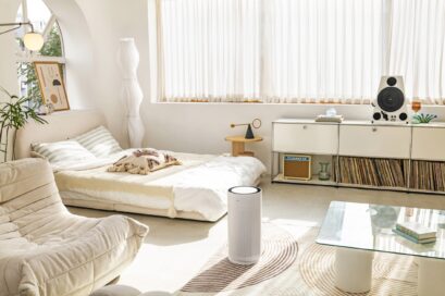 A photo of the LG PuriCare AeroHit set up in a bedroom
