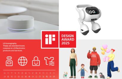 A collage of four pictures including two LG products and two illustrations