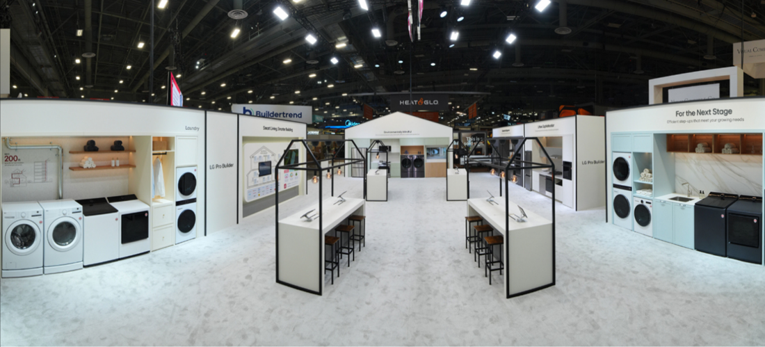A front view of the LG home appliance solutions exhibition